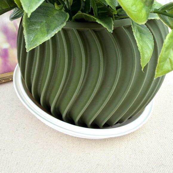 The Sonar Planter, Indoor Flower Pot, Tabletop Planter, Swirl Pattern - Picture 2 of 12